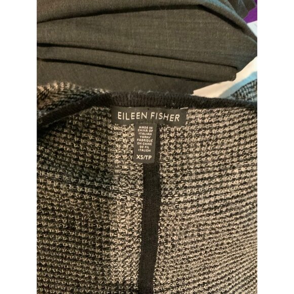 Eileen Fisher Black & White W/ Black Trim Cardigan, Size XS - Picture 7 of 7
